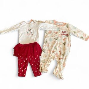 Christmas Baby Bundle Outfit and Pajamas 3-6 Month